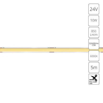 Светодиодная лента 24V 10W m 6000К 5м IP20 Arte Lamp LANE A2432005-03-6K